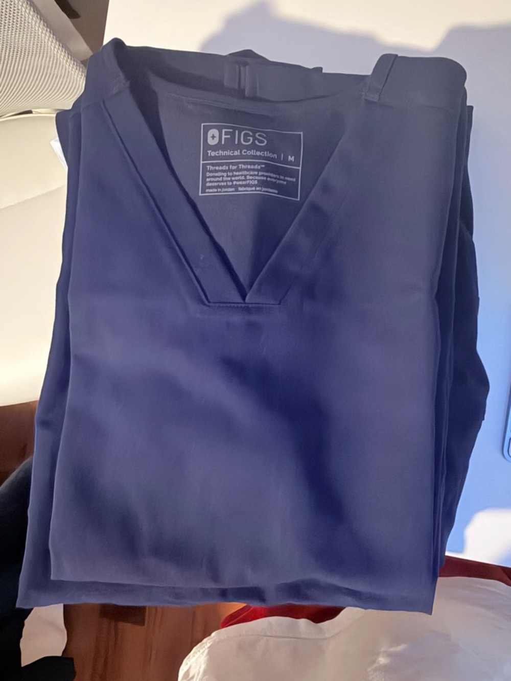 Figs Navy V-Neck Technical Scrub Top and Cargo Style Bottom Pants